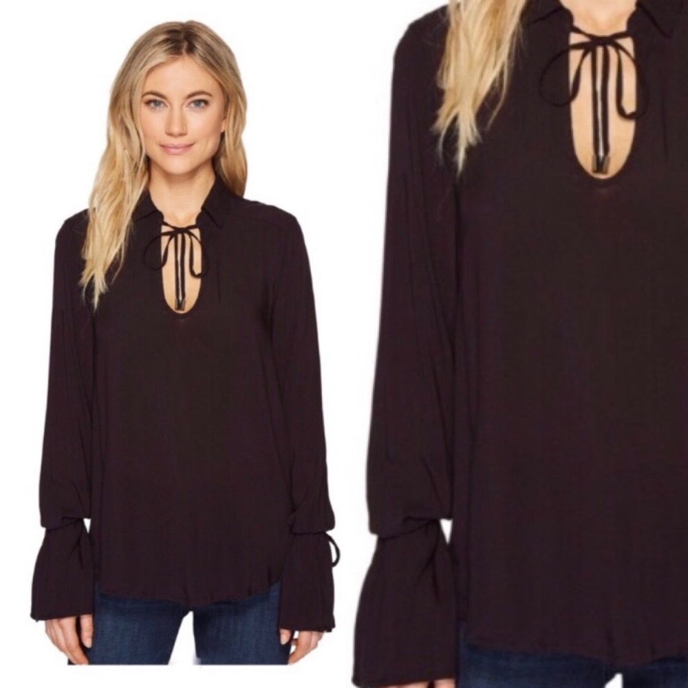 NWT PAIGE WOMEN CALISSA BLACK CHERRY SHIRT. - Picture 2 of 7